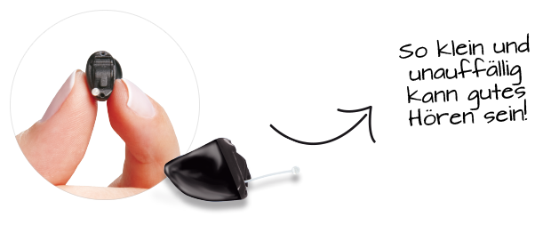 So klein und unauffällig kann gutes Hören sein: Im-Ohr-Hörgerät